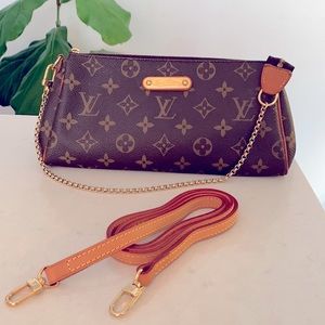 LOUIS VUITTON EVA clutch with strap. Cross body shoulder bag. Baguette. Monogram